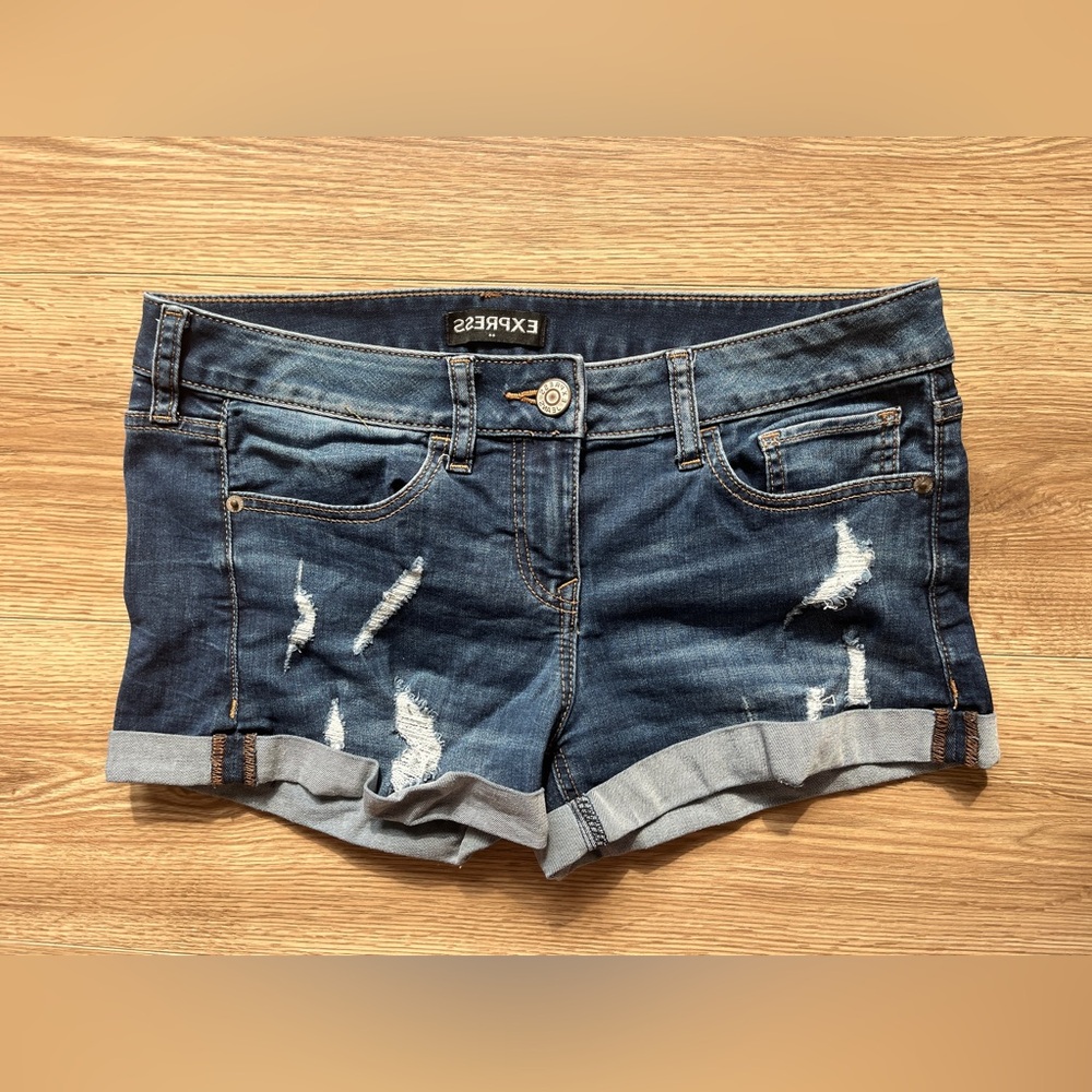 Express-Jean Ripped Shorts